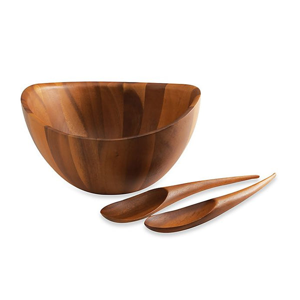 Nambé Harmony Wood Salad Bowl with Servers