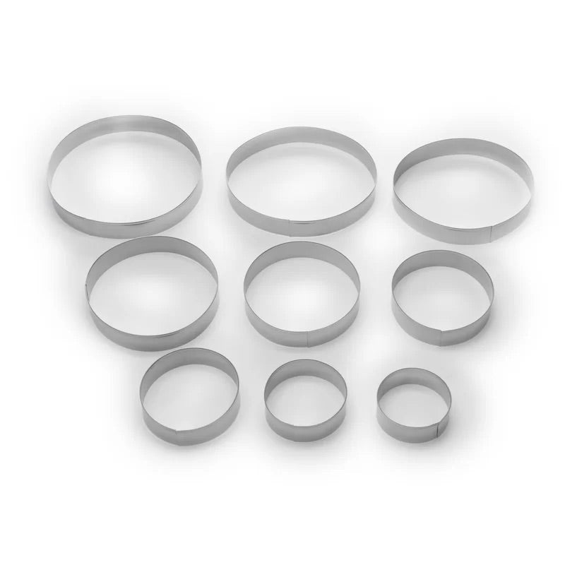 Nine piece round cookie cutter set