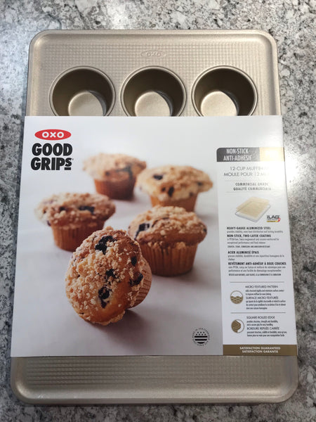OXO Good Grips Non Sticking 12 Cup Aluminized Steel Muffin Baking Pan 