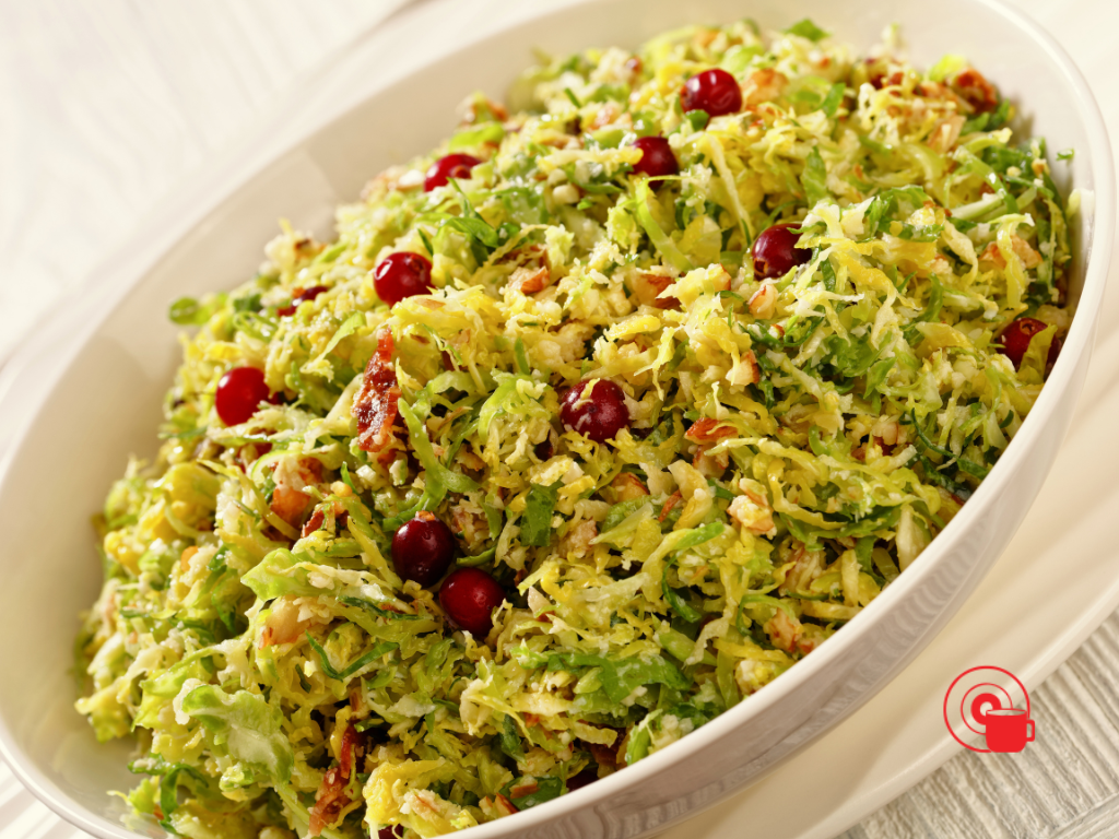 Brussels Sprout Slaw with Cranberries and Bacon