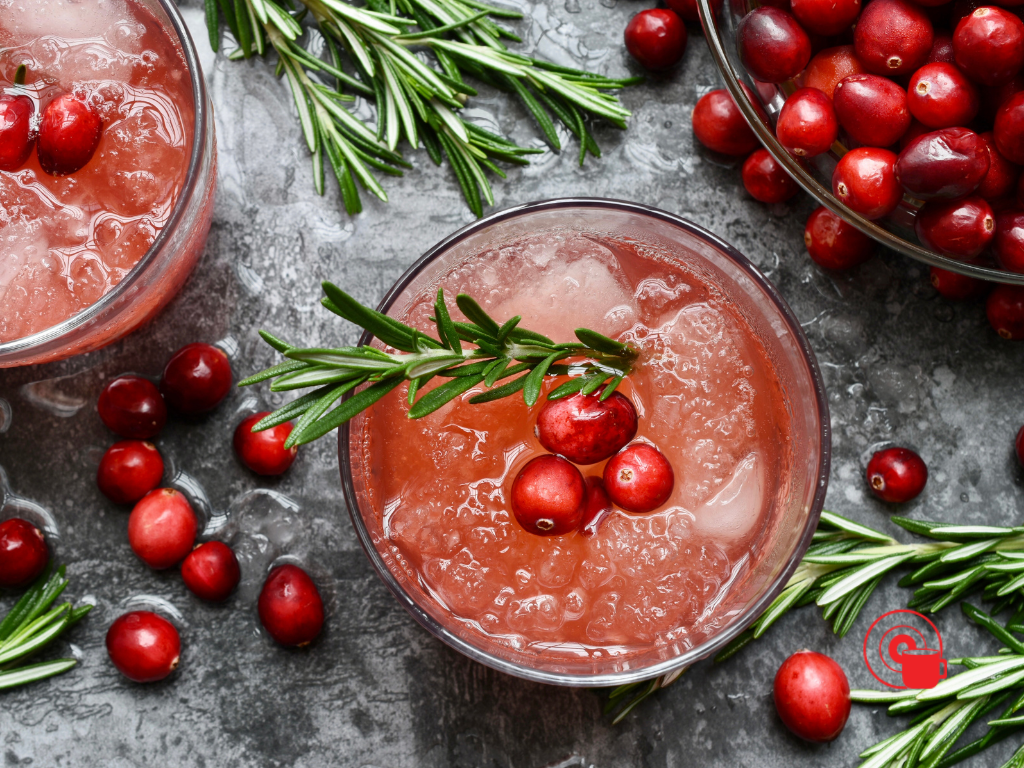 Cranberry Gin Fizz with Rosemary or Sage