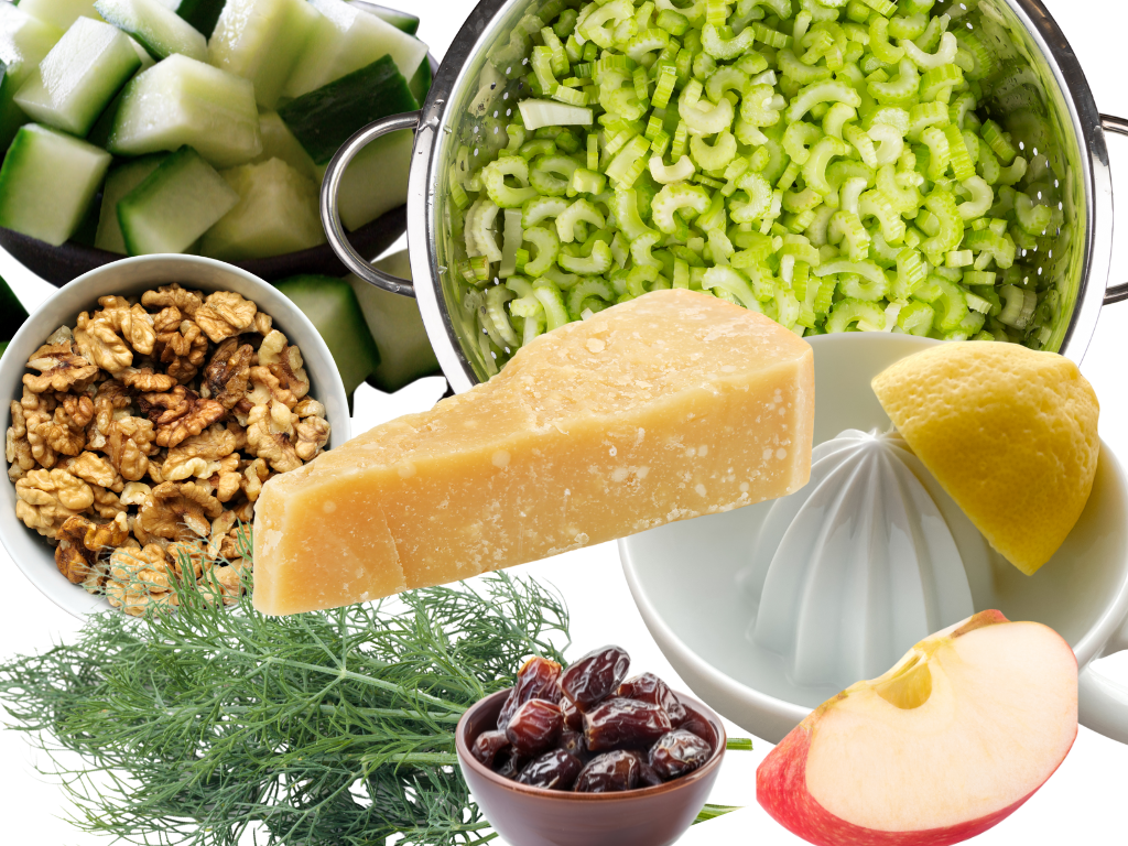 Crunchy Celery & Cucumber Salad with Dates, Apples, and Walnuts