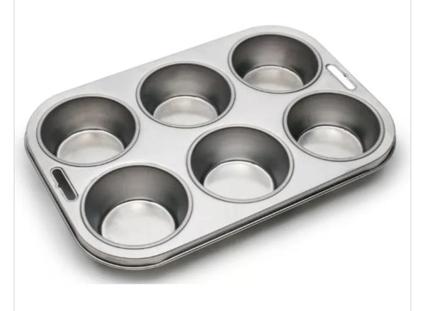 Stainless Steel Six Cup Muffin Pan
