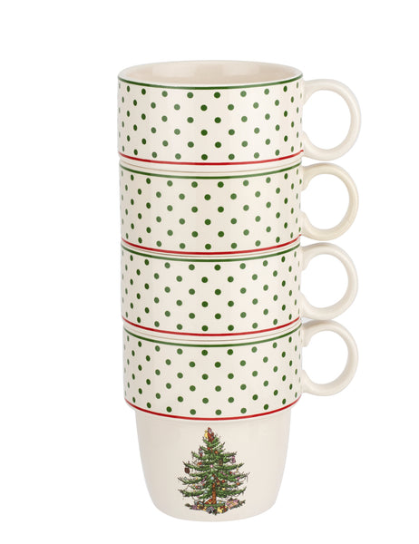 Spode Polka Dot S/4 Stackable Mugs