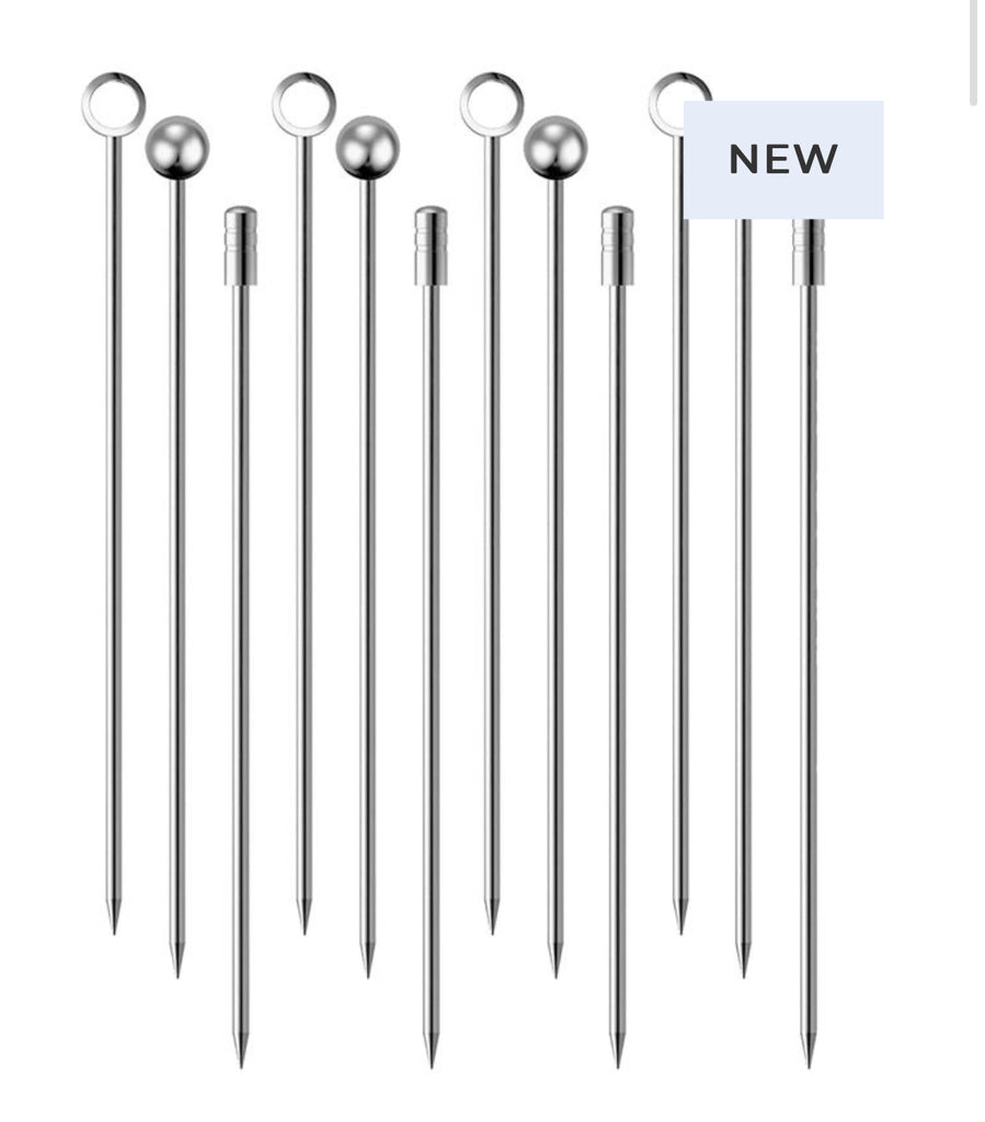 S/12 Stainless Steel Cocktail Picks (4”)