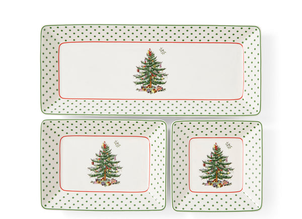 Spode 3Piece Polka Dot Christmas Nesting Trays