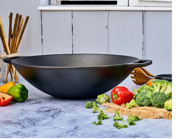 Seasoned 14” Cast Iron Wok
