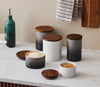 Stoneware Storage Canister with Wood Lid