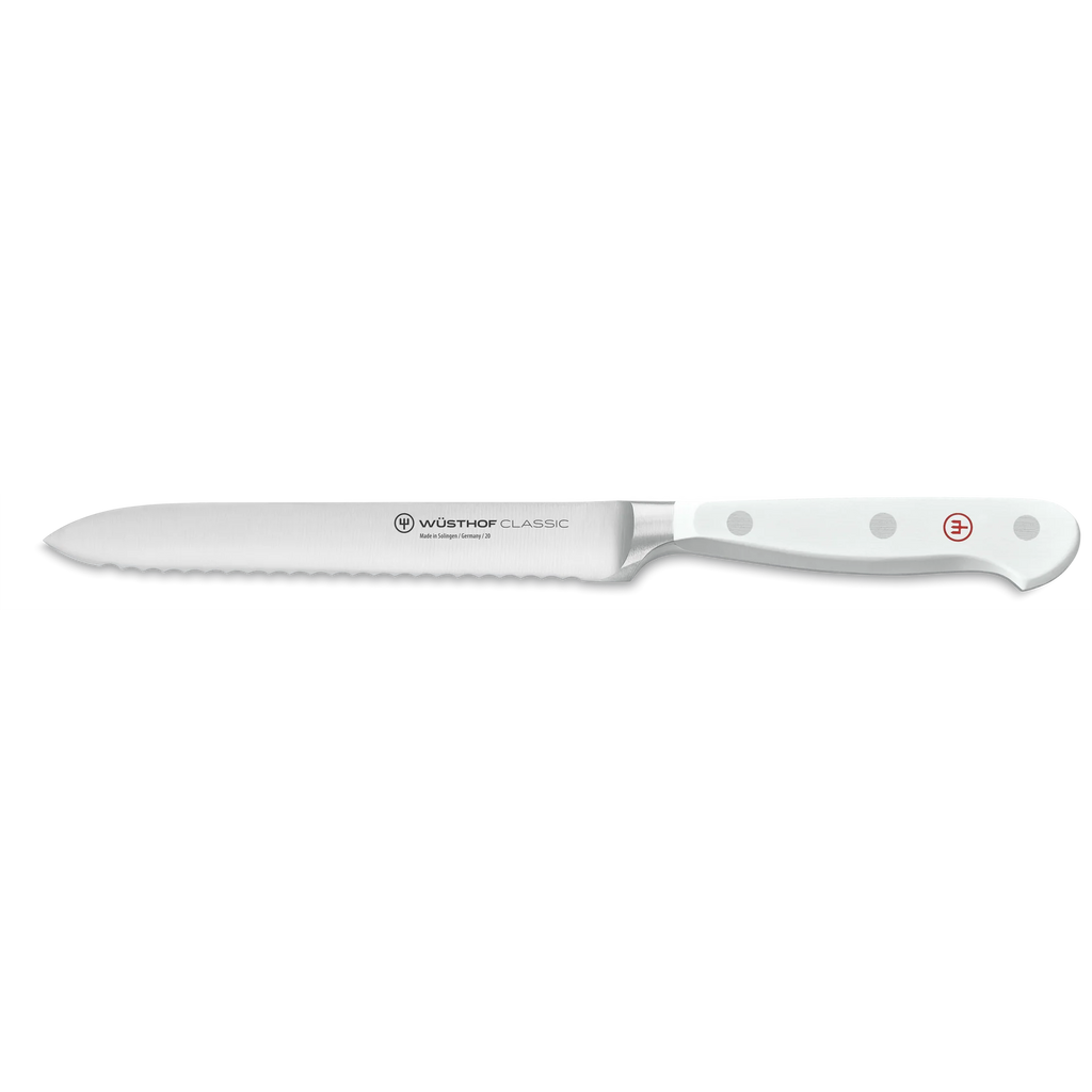 Classic White Serrated Utility Knife 5"