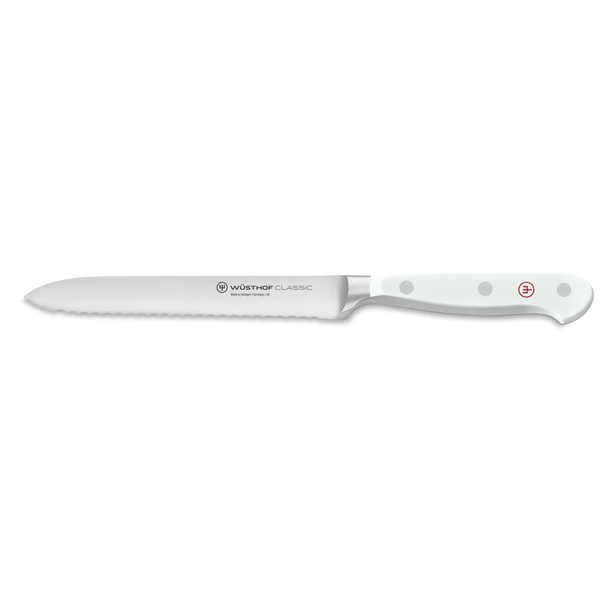 Classic White Serrated Utility Knife 5"