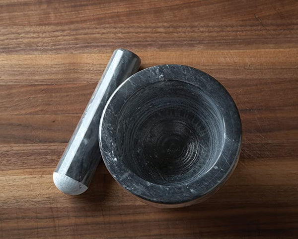 Black marble 4 inch mortar and pestle