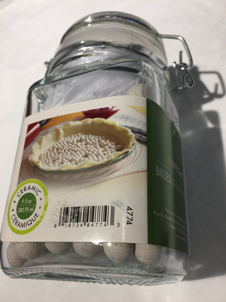 Pie Weights in glass container