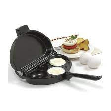 Folding omelet pan with egg poacher
