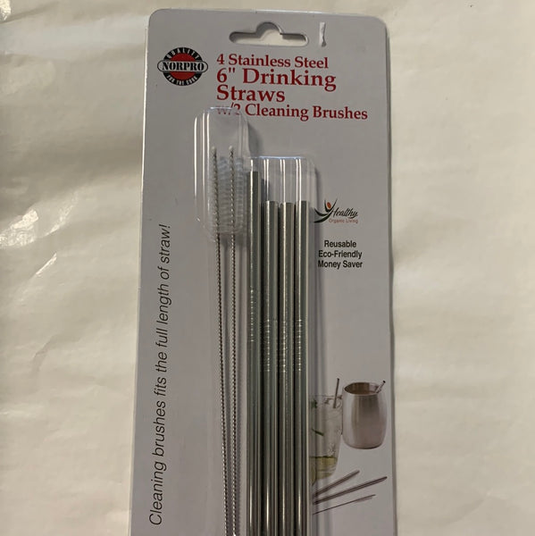 Stainless Steel Drinking Straws 6” Set/4