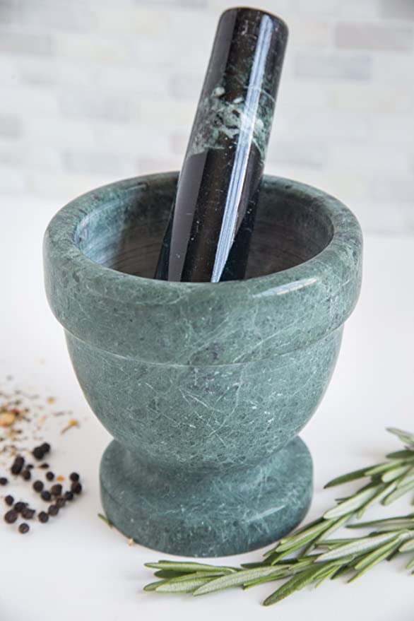 Green marble mortar and pestle 4 inch