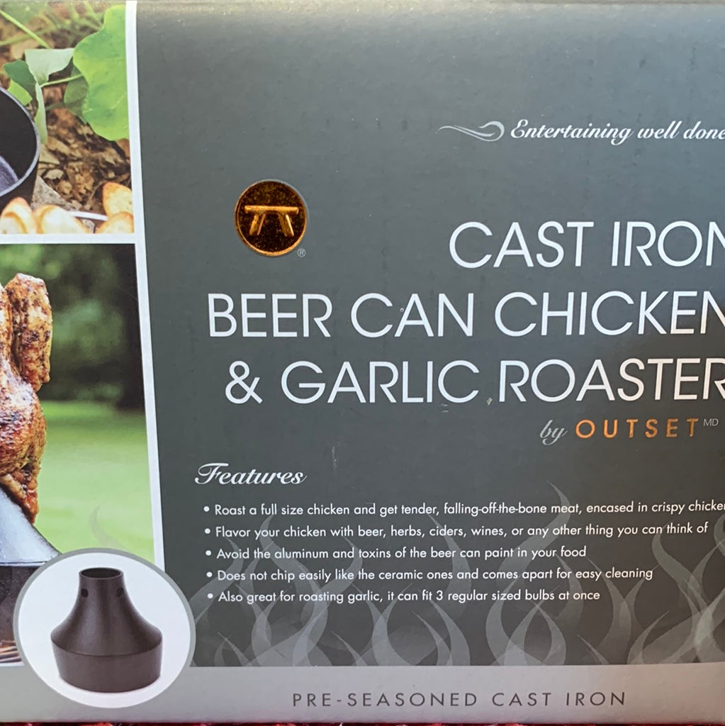 Cast Iron Beer Can Chicken and Garlic Roaster