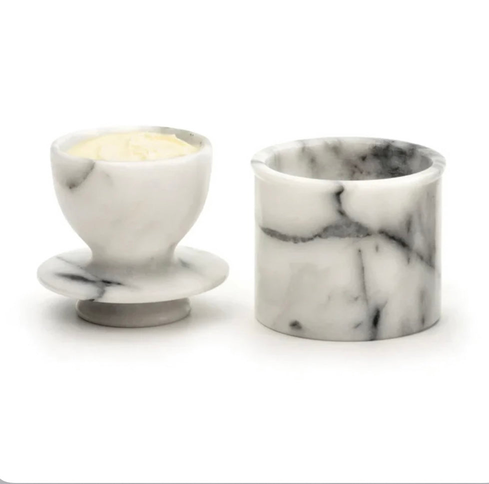 White marble Butter Pot