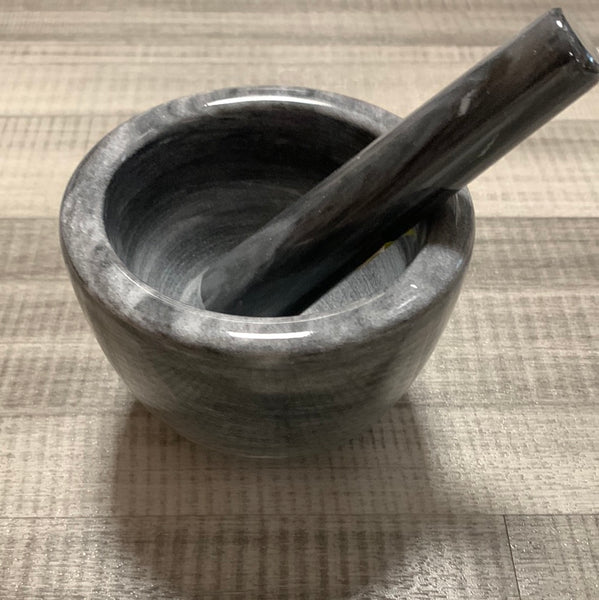 Mortar and pestle gray marble