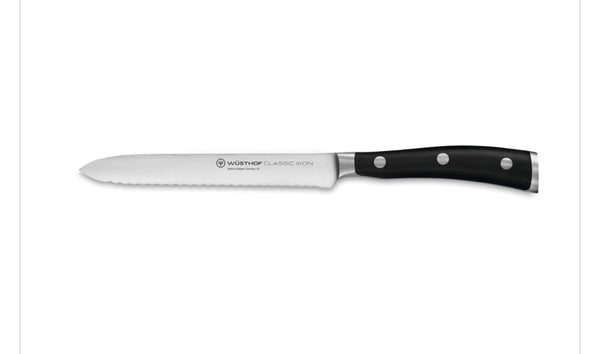 Wusthof Classic Ikon  5” Serrated Utility/Sausage Knife